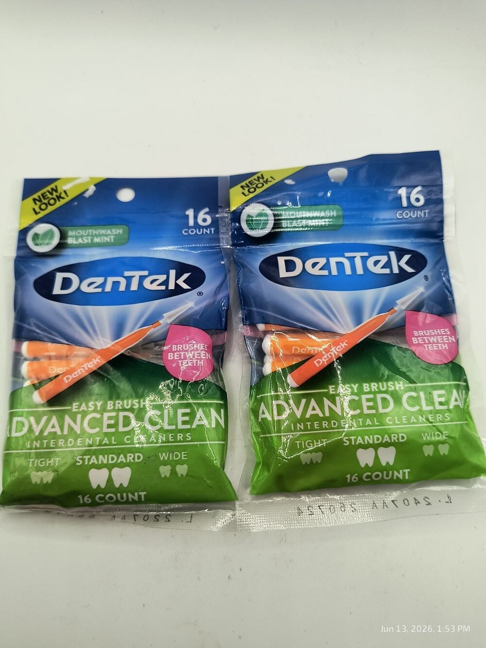 DenTek Easy Brush Interdental Cleaners, Mint, 16 Count 2 Pack